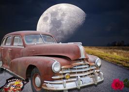 Old Car Classic and moon