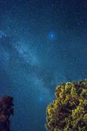 milky way in the blue night sky