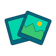 Beautiful, green images with the mountains and Sun, in the frames, clipart