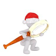white stick man with magnifying glass
