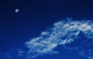 Moon and blue Cloudy sky