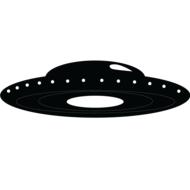 black alien spaceship on white background