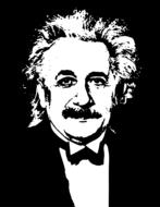 portrait of Albert Einstein on a black background