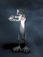 image of a lizard with an electric lamp