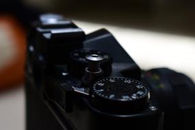 Close-up of the black photocamera