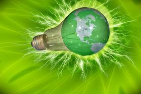 light bulb globe flashes green drawing