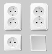 electric sockets on gray background