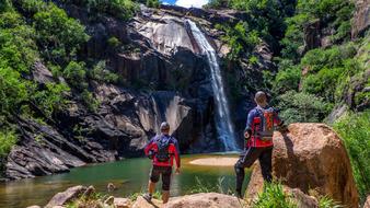 Waterfall and men Nature