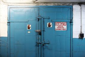 Door Danger High Voltage blue
