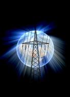 power line at glowing globe drawing