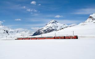 Railway Bernina Express snow