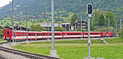 Switzerland red trains