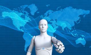 robot technology futuristic banner drawing