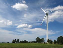 Wind Power green grass and white cloud