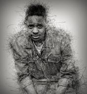 black and white digital photo of a black guy