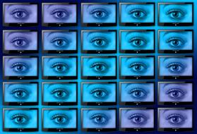 monitor wall big screen eye drawing