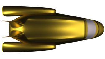 painted golden space rocket as an illustration