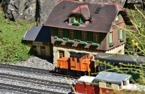 miniature railway with trains