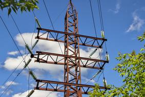 Power Lines Wire High Voltage at blue sky