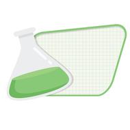 Vitro with green liquid at white background