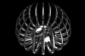 chrome spherical figure on black