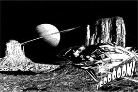 lunar mountains landscape drawing