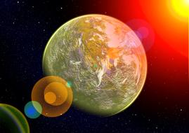 Colorful planet, in the colorful lights, in the black space, clipart