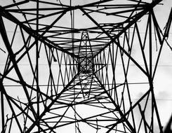 bottom view of the steel structure of the power line