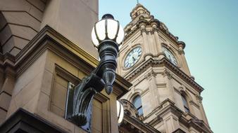 Street Lamp on building in city