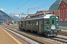 Sbb Historic Baggage railcar on railway, switzerland, uri, erstfeld