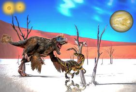 image of fantastic dinosaurs on the planet