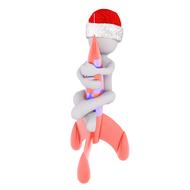 figurine in a santa hat on a rocket