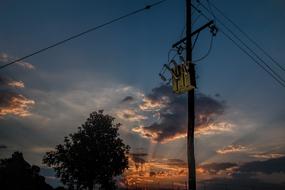 Power Line and red sky