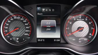 control panel of a sports mercedes car