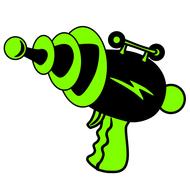 drawing of green science fiction gun
