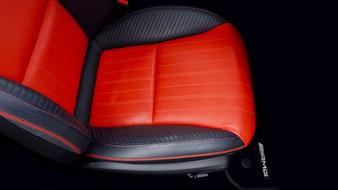 red-black seat in a sports car