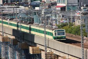 green subway train in South Korea