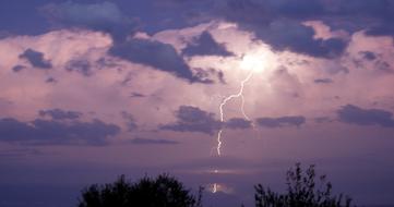 Storm, Lightning at pink sky