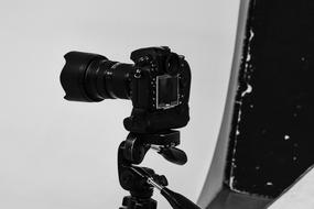 Camera Equipment in black and white background