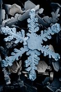 snow crystal under an electron microscope