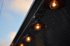 Black lamps with colorful light bulbs