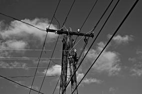 Black And White photo of Pylon Cable