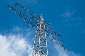power lines against a clear summer sky