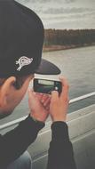a man photographs nature near the river