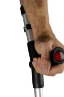 man's hand on a crutch