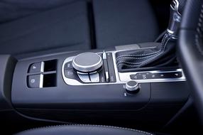 Black leather interior of the Audi car