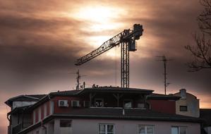 Crane and red Sky
