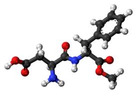Colorful, 3d model of Aspartame, at white background, clipart