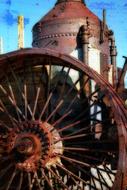 Steam Tractor Boiler Metal close-up