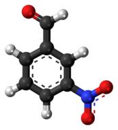 Model of nitrobenzaldehyde, at white background, clipart